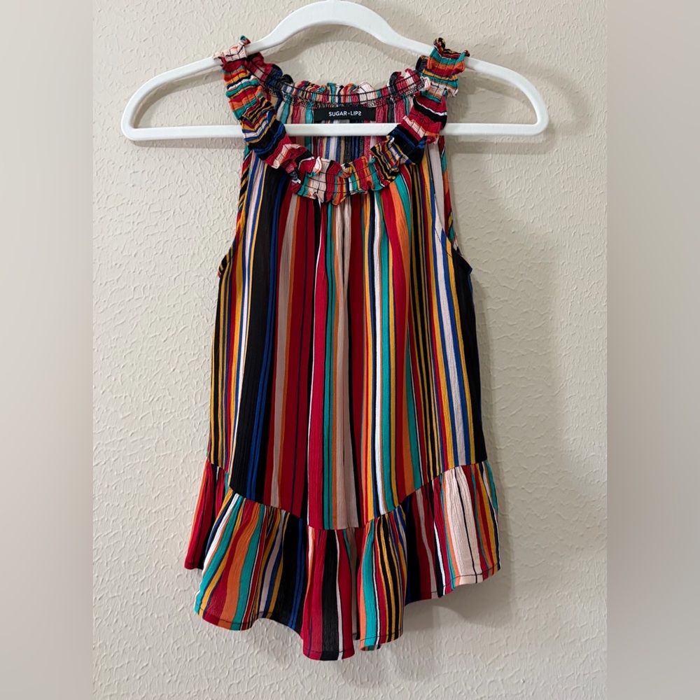 Sugar+Lips Vibrant Striped Sleeveless Blouse